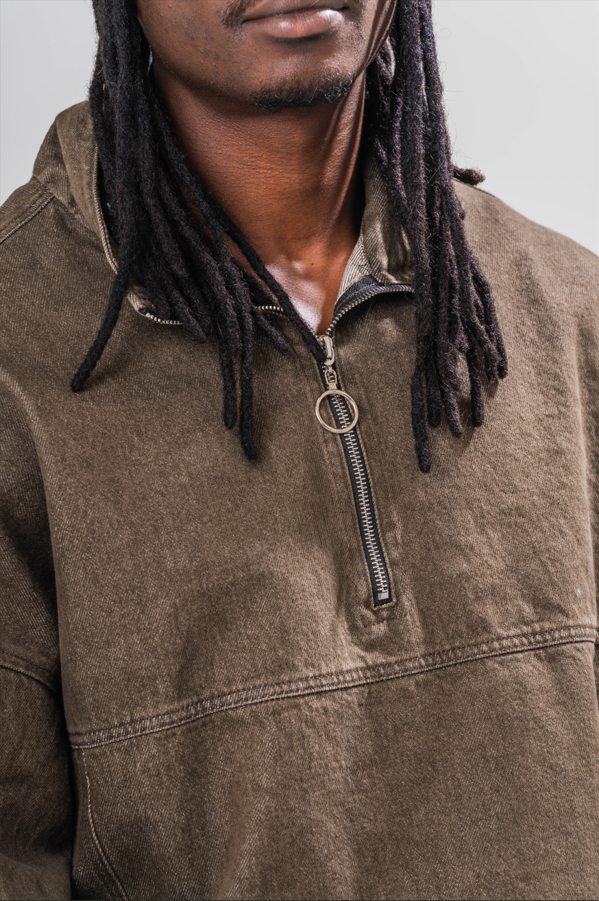 Sonder Khaki Quarter Zip Pullover. Detail image